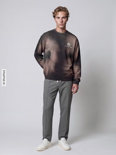 Don´t Waste Culture Oversized Sweatshirt aus reiner Baumwolle Modell 'FADE' Dunkelgrau 1