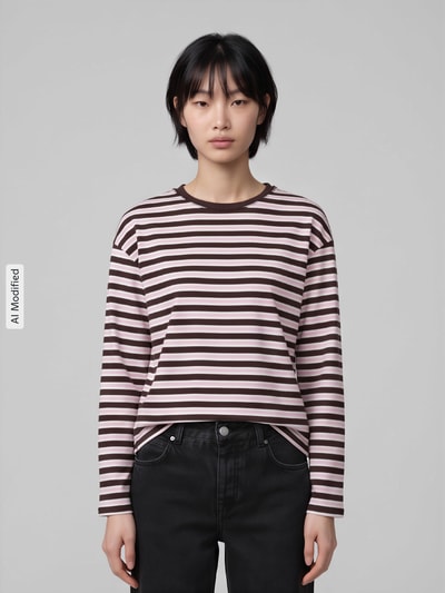 ONLY Boxy Fit Langarmshirt aus reiner Baumwolle Modell 'SOPH' Rosa 4