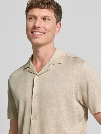 BOSS Regular Fit Freizeithemd aus Leinen-Baumwoll-Mix Modell 'H-POWELL' Beige 3