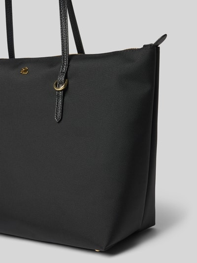 Produktfoto, Tote Bag mit Label-Applikation Modell 'KEATON' von Lauren Ralph Lauren in zwart, structuurtextuur, draagbanden, hoofvak met ritssluiting, breedte 37 cm, lengte 28 cm, diepte 13 cm, schouderriemlengte 54 cm