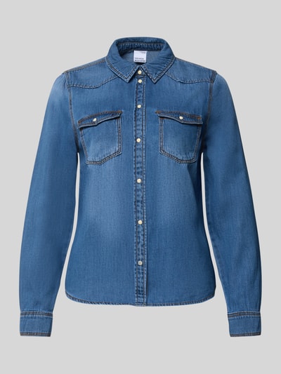 Produktfoto, Regular Fit Jeanshemd aus reiner Baumwolle Modell 'MARIA' von Vero Moda in Denim-Optik mit durchgehender Knopfleiste, blaue Farbe
