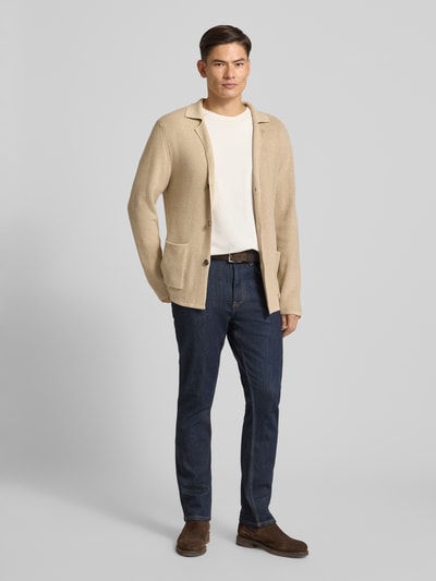 RAGMAN Regular Fit Strickjacke aus Baumwoll-Woll-Mix Beige 1