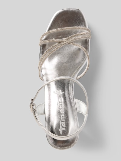 Tamaris Sandaletten mit Strasssteinbesatz und Blockabsatz Silber 3