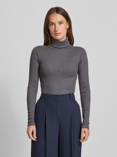 Vero Moda Slim Fit Langarmshirt mit Baumwollanteil Modell 'CHLOE' Anthrazit 4