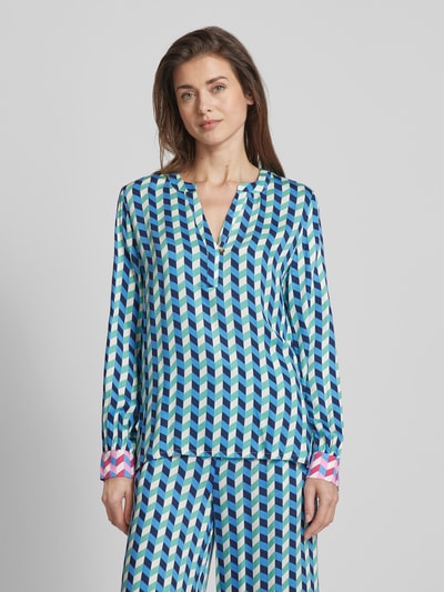 Christian Berg Woman Bluse aus Viskose mit Allover-Muster Dunkelblau 4