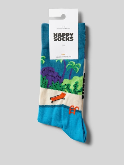 Happy Socks Socken mit Motiv-Stitching Modell 'Peace' Blau 3