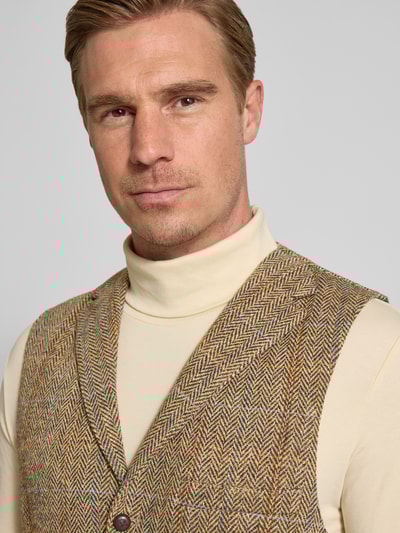 Carl Gross Harris Tweed gilet van scheerwol, model 'Warner' Lichtbruin - 3