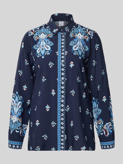Emily Van den Bergh Regular Fit Bluse mit Manschetten Dunkelblau 2