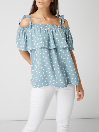 Jake*s Casual Cold Shoulder Blusenshirt mit Polka Dots Aqua 3