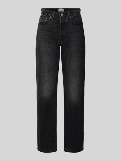 Produktfoto, Jeans mit 5-Pocket-Design von Levi's®, schwarze Waschung, Baumwoll-Elasthan-Mix, lockerer Schnitt, Vorderansicht
