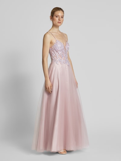 Luxuar Abendkleid mit tiefem Herz-Ausschnitt Mauve 1