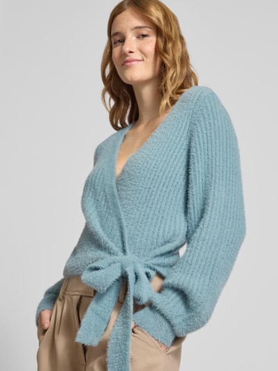 Only Regular fit gebreid jack met ribmotief, model 'AMANDA' Oceaanblauw - 3