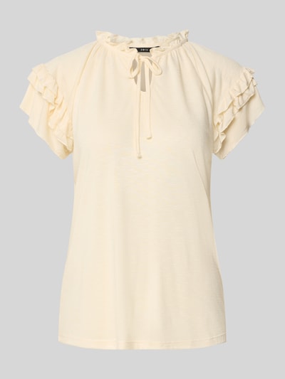Zero T-shirt z falbanami i wiązaniem Écru 2