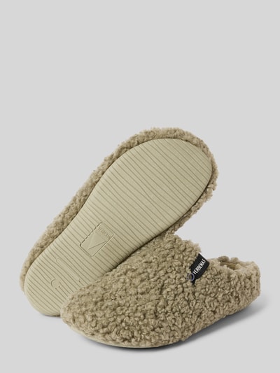 Verbenas Slippers met imitatiebont, model 'YORK CURLY' Lindegroen - 4