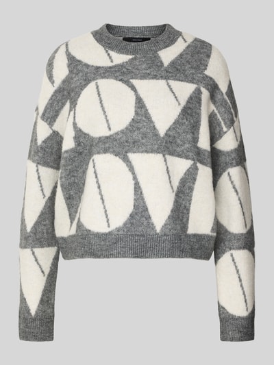 Vero Moda Regular Fit Strickpullover mit Woll-Anteil Modell 'LOVE' Hellgrau Melange 2