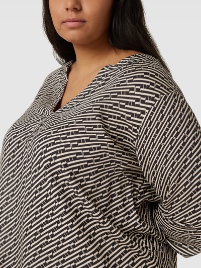 KAFFE Curve PLUS SIZE blouse met all-over motief, model 'Karena Tilly' Zwart - 3