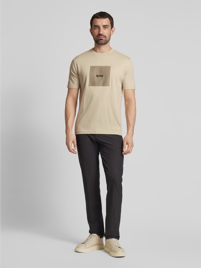 BOSS Green T-Shirt mit Label-Print Beige 1