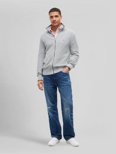 Tommy Hilfiger Regular Fit Strickjacke aus reiner Baumwolle Hellgrau Melange 1
