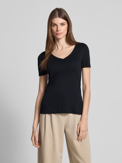 Christian Berg Woman T-shirt met geribde V-hals Zwart - 4