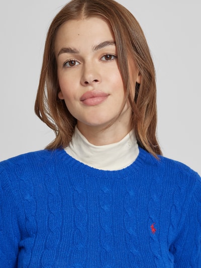 Polo Ralph Lauren Sweter ze ściegiem warkoczowym model ‘JULIANNA’ Królewski niebieski 3