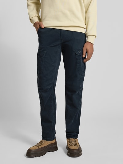 PME Legend Slim fit cargobroek met logostitching Donkerblauw - 4