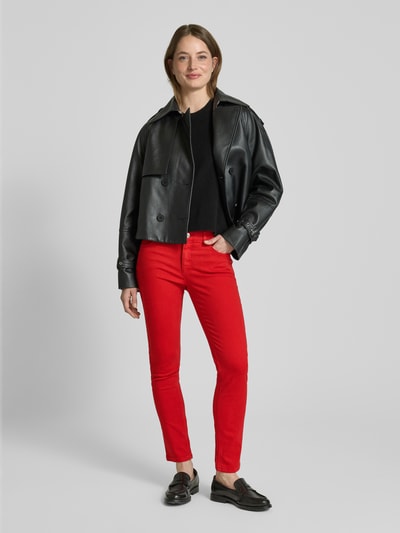 Oui Slim fit broek met verkort model Rood - 1