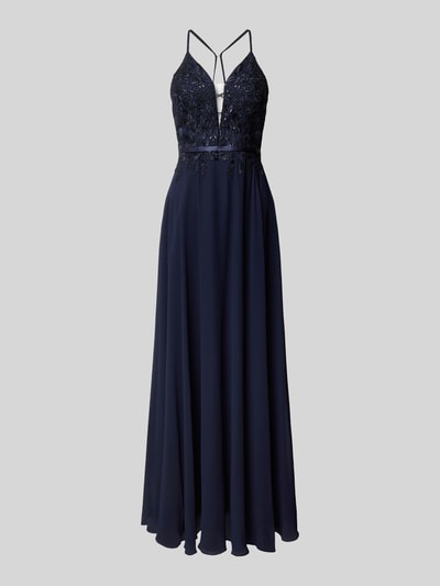 V.M. Abendkleid mit Häkelspitze Marine 2