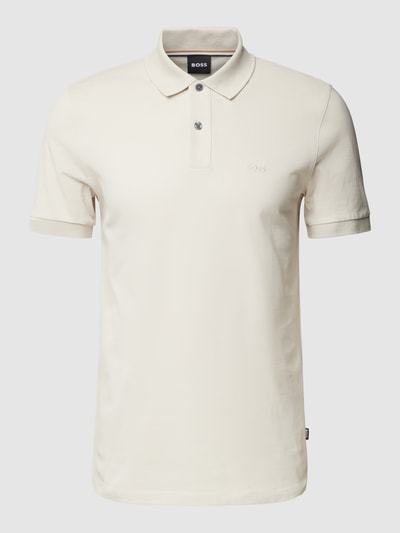 BOSS Slim Fit Poloshirt mit Label-Stitching Modell 'Pallas' Offwhite 2