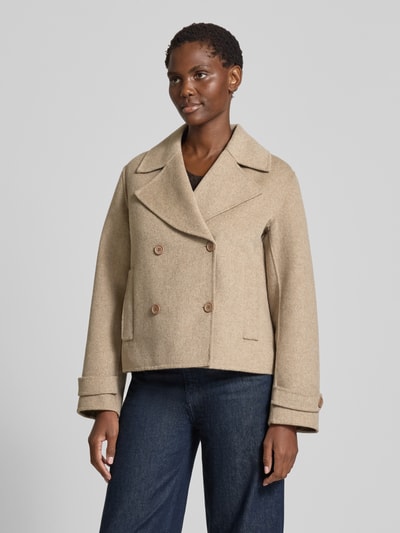 Stefanel Kurzmantel aus Lanawoll-Mix Modell 'PEACOT' Ecru 4