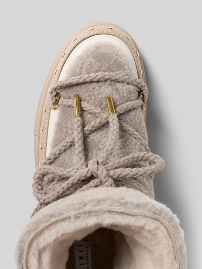 INUIKII Snowboots van leer met teddybont, model 'CURLY ROCK' Lichtgrijs - 3