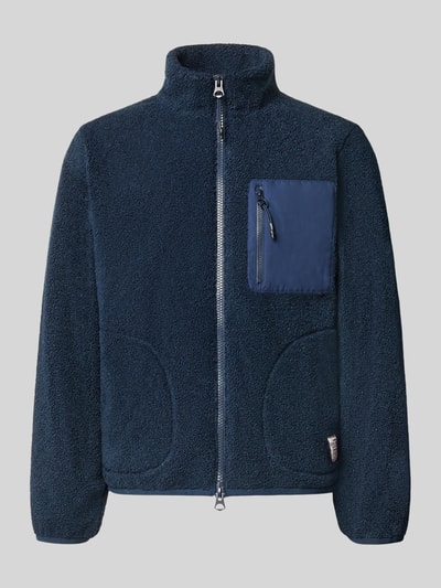 Produktfoto, Regular Fit Hemdjacke aus Lammfellimitat von Pepe Jeans, dunkelblau, strukturierte Oberfläche, Taschen mit Reißverschluss, Herren Hemdjacke
