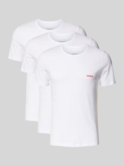 Produktfoto, T-Shirt mit Label-Print im 3er-Pack von HUGO, Reine Baumwolle, Gerader-Schnitt, Unifarbenes-Design, Rundhalsausschnitt, 3er-Pack