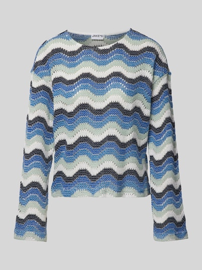 Jake*s Casual Strickpullover mit Lochmuster Rauchblau 2