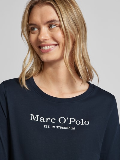 Marc O'Polo Shirt met lange mouwen en labelprint Donkerblauw - 3