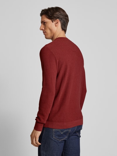 Tom Tailor Regular Fit Strickpullover mit geripptem Rundhalsausschnitt Bordeaux 5