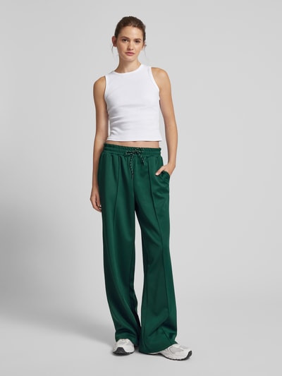 Noisy May Wide leg sweatpants met vaste persplooien, model 'JENNA' Donkergroen - 1