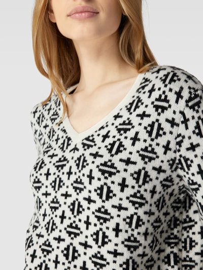 Christian Berg Woman Gebreide pullover met all-over motief Offwhite - 3