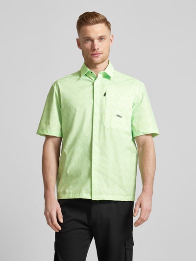 BOSS Green Regular fit vrijetijdsoverhemd met all-over print, model 'Bechno' Lichtgroen - 4