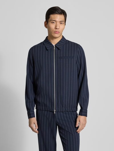 Lindbergh Modern Fit Hemdjacke mit Zweiwege-Reißverschluss Dunkelblau 4