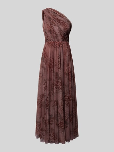 LACE & BEADS Abendkleid mit One-Shoulder-Träger Aubergine 1