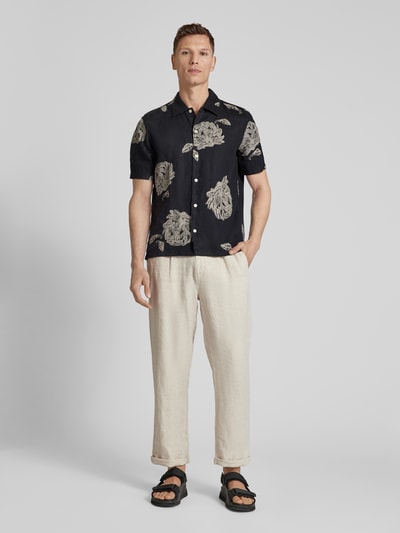 Marc O'Polo Regular Fit Leinenhemd mit Motiv-Print Black 1
