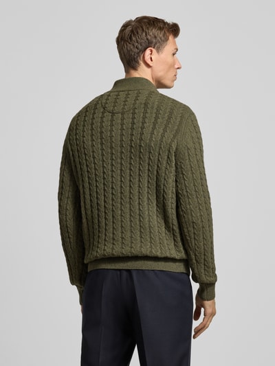 Fynch-Hatton Gebreide pullover met ribboorden Olijfgroen - 5