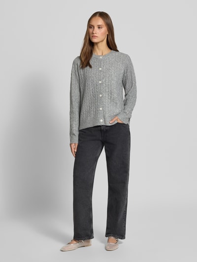 PIECES Regular Fit Strickjacke mit Woll-Anteil Modell 'SILLY' Mittelgrau Melange 1