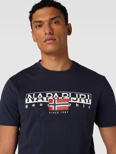 Napapijri T-shirt met labelprint, model 'AYLMER' Marineblauw - 3