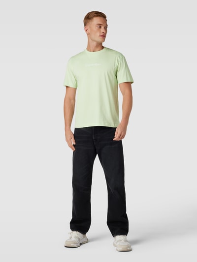 CK Calvin Klein T-Shirt mit Label-Print Modell 'HERO' Neon Gruen 1