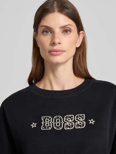 BOSS Orange Bluza o kroju relaxed fit z mieszanki bawełny model ‘ELAND’ Czarny 3