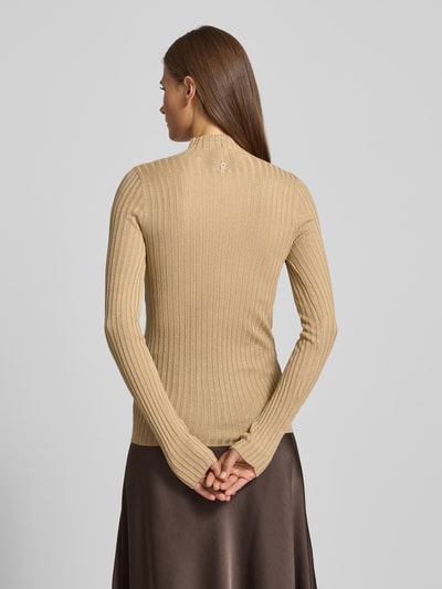 Liu Jo White Strickpullover mit Stehkragen Beige 5