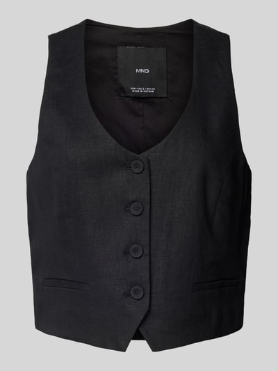 Mango Leinenweste mit Leistentaschen Modell 'WAISTCOAT BORELI' Black 2