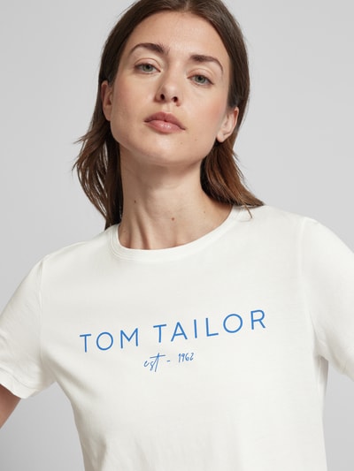 Tom Tailor T-Shirt mit Label-Print Ecru 3