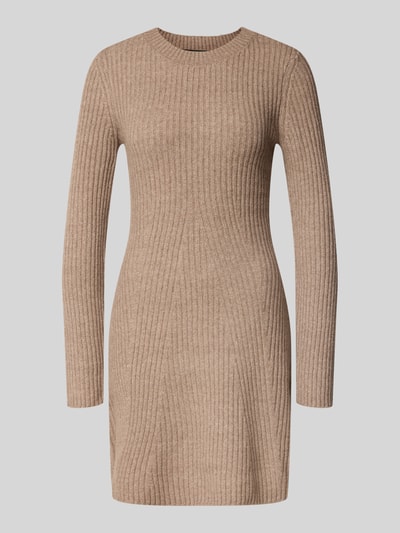 Produktfoto, Regular Fit Strickkleid mit Rundhalsausschnitt Modell 'JOSANNA' von VERO MODA, beżowy prążkowany materiał, sukienka damska